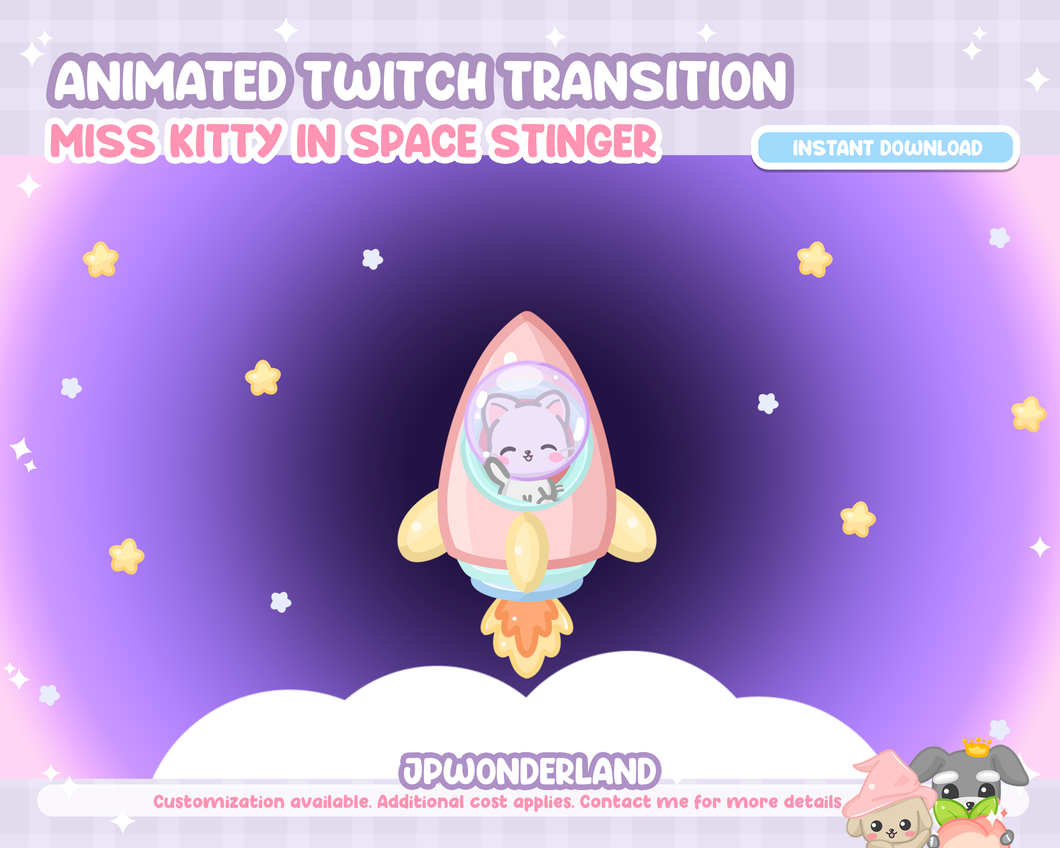 Animated Space Cat in Rocket Twitch Transition