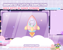 Load image into Gallery viewer, Animated Space Cat in Rocket Twitch Transition
