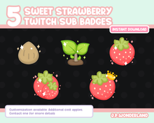 Load image into Gallery viewer, Sweet Strawberry Twitch Badges / Bit Badges / Sub Badges
