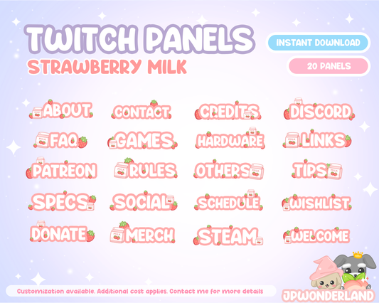 Strawberry/Peach Milk twitch Panels