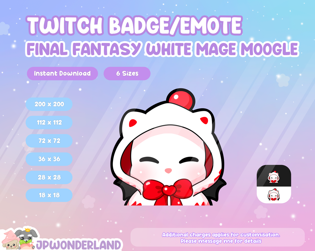 Final Fantasy Moogle in different jobs Twitch Badges/Emotes / Twitch Overlay / Stream Emote / Discord Emotes Active