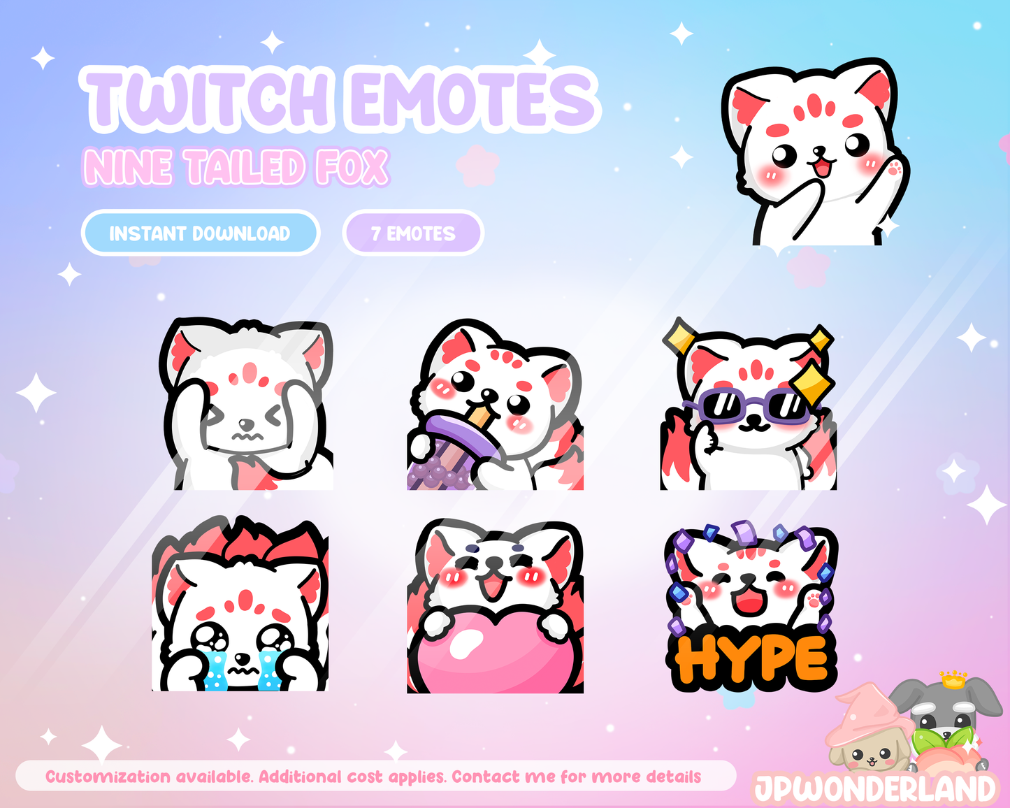 Cute Nine Tailed Fox Twitch Emotes / Kumiho Twitch Alert / Gumiho Twitch/Discord