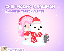 Load image into Gallery viewer, Animated Twitch Alerts - Chibi Making Snowman with kitty
