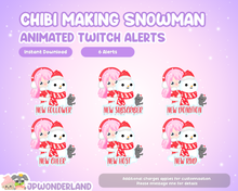 Load image into Gallery viewer, Animated Twitch Alerts - Chibi Making Snowman with kitty
