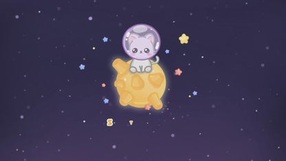Animated Twitch Overlay Full Package - Space Kitty