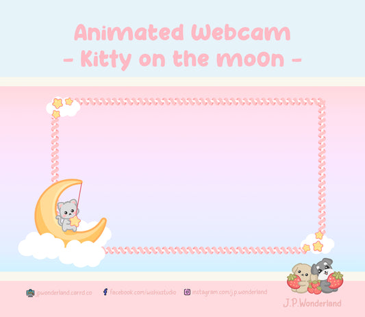 Animated Twitch Webcam -  Kitty on the Moon Series