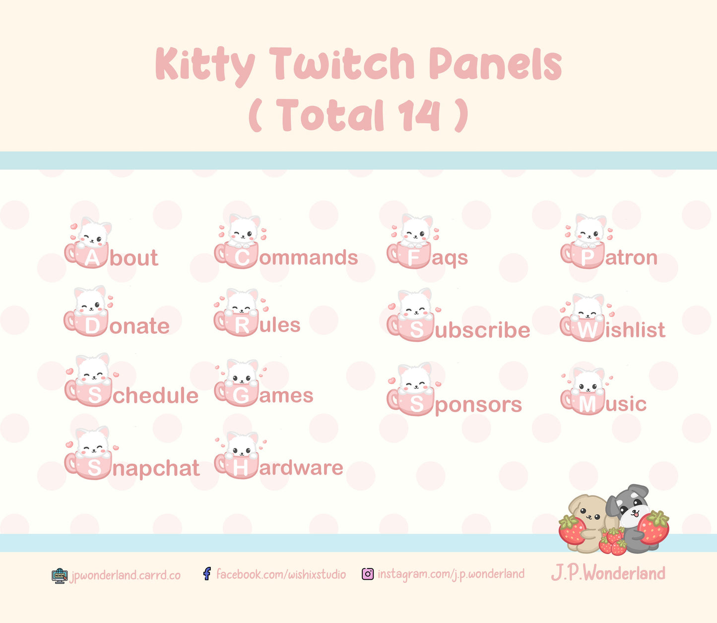 Kitty Twitch Panels (Total 14 Panels) by JPWonderland