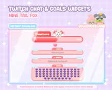 Load image into Gallery viewer, Cute animated Twitch Goals &amp; Chat Widgets - Nine Tail Fox - Donation/Subscriber/Follower/Bits Goal/Chat Widgets
