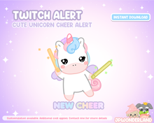 Load image into Gallery viewer, Unique Animated Unicorn Twitch Alerts - Stream Alert | Kawaii Unicorn | Ninja Unicorn
