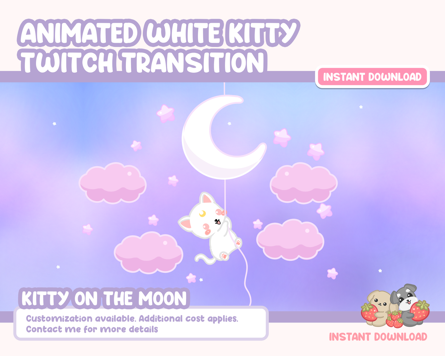 Animated Twitch Transition - Kitty on the Moon Luna Series