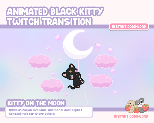 Animated Twitch Transition - Kitty on the Moon Luna Series