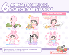 Load image into Gallery viewer, Animated Unique Chibi Girl Twitch Alerts Bundle
