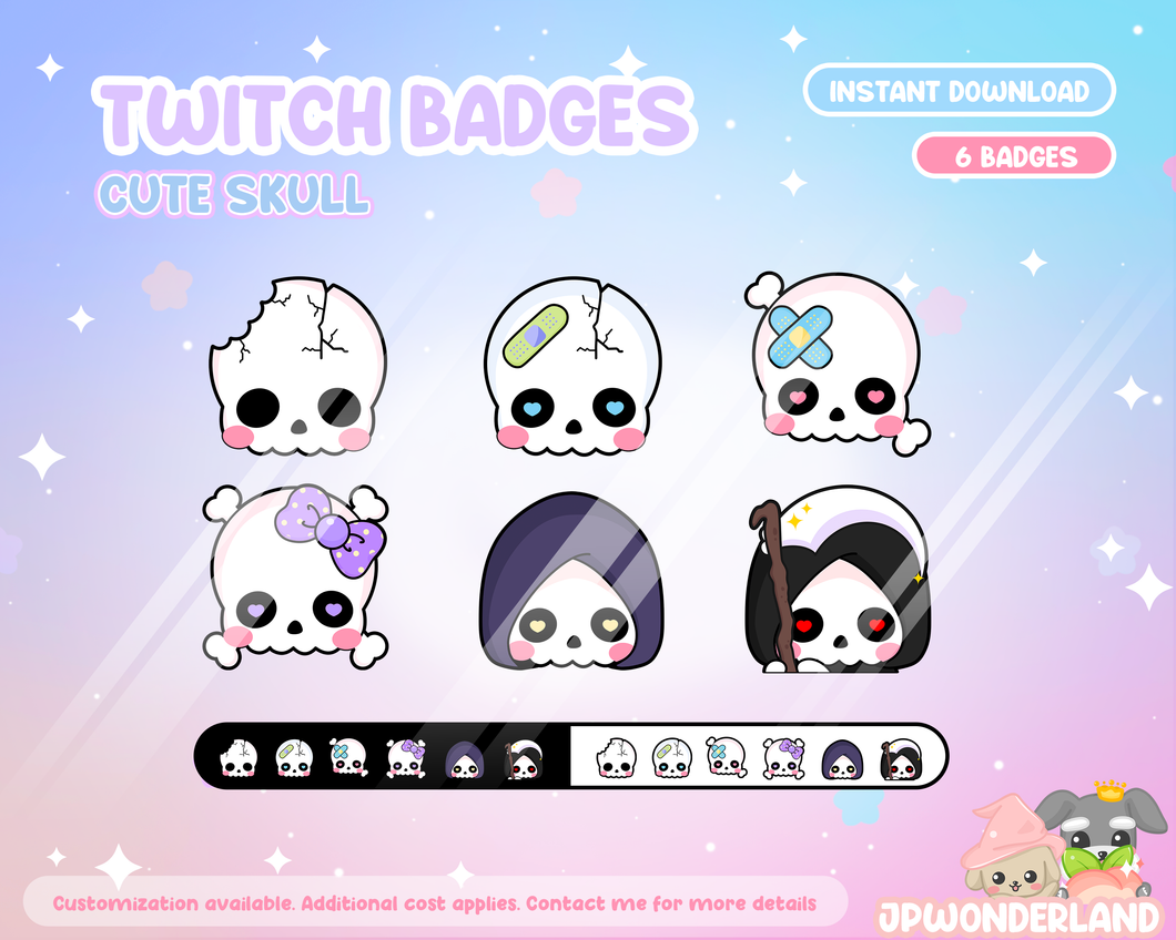 Cute Skull Twitch Badges